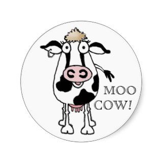 MOO COW ROUND STICKERS