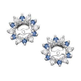 14K White Gold 1/2 ct. Alternating Blue and White Diamond Earring Jackets Katarina Jewelry