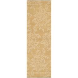 Hand crafted Solid Beige Damask Cibo Wool Rug (2'6 x 8') Runner Rugs
