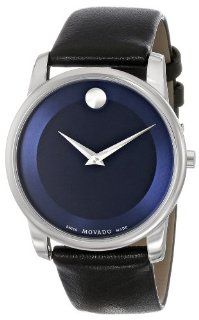 Movado Men's 0606610 "Museum" Stainless Steel, Black Leather, and Blue Dial Watch Watches