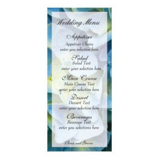 Blue Hydrangea floral menu card Customized Rack Card