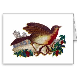 Robin Redbreast and Holly Victorian Card