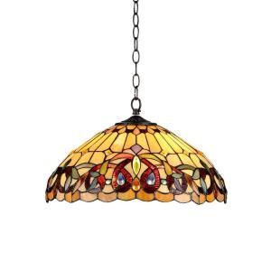 Chloe Lighting Serenity 2 Light Ceiling Chrome Tiffany Style Victorian Pendent Fixture with 18 in. Shade CH33353VR18 DH2