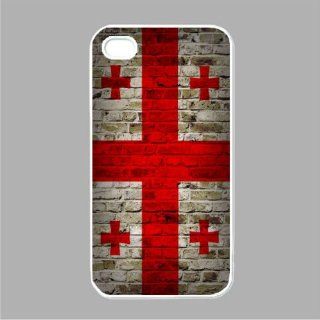 Flag of Georgia Brick Wall Design iPhone 4s White Case Cell Phones & Accessories