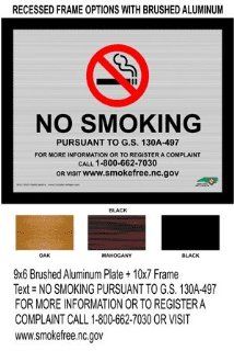 No Smoking G.S. 130a 497 Sign NHE 10550 NorthCarolina No Smoking  Business And Store Signs 