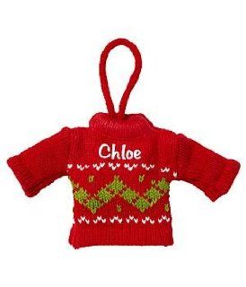 Personalized Mini Knit Sweater Ornament   Red   Decorative Hanging Ornaments