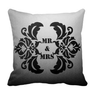 Damask Mr.& Mrs. Throw Pillow Wedding Gift
