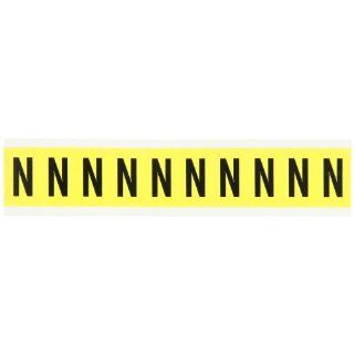 Brady 3430 N 1 1/2" Height, 7/8" Width, B 498 Repositionable Coated Vinyl Cloth, Black On Yellow Color 34 Series Indoor Letter Label, Legend "N" (10 Labels Per Card) Industrial Warning Signs