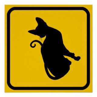 Cat Warning Sign Poster