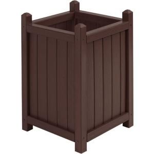 Cal Designs 16 in. All Weather Composite Crown Planter Smoke WOOD200 CSS H WOOD PLANTER BOX