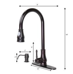 Dyconn 18 inch Modern Kitchen Oil Rubbed Bronze Pull out Faucet with Soap Dispenser Dyconn Faucet Kitchen Faucets