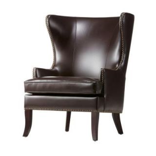 Home Decorators Collection Moore 29.5 in. W Havana Brown Wing Back Chair 1338800820