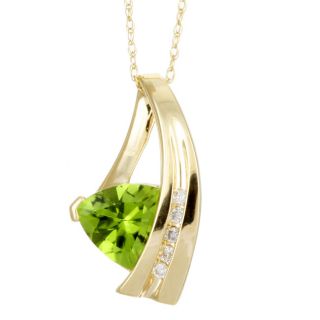 10k Yellow Gold Peridot and Diamond Necklace Gemstone Necklaces