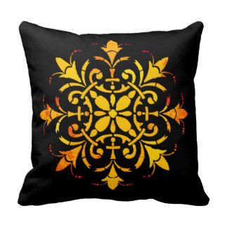 Dark and Yellow Stencil Designer Pillow by Ginette