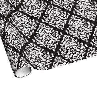 Black and White Damask Pattern Gift Wrap Paper