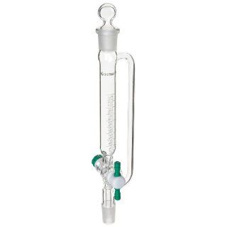 Chemglass CG 1712 10 Glass Cylindrical Style Graduated Addition Funnel, with 2mm PTFE Stopcock, 10mL Capacity Science Lab Addition Funnels