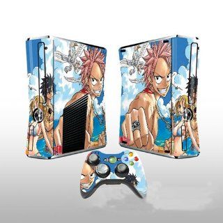Fairy Tail Design Vinyl Skins for Xbox360 Slim Decorative Protector Sticker (Including 2 Pieces Controller Stickers) Video Games