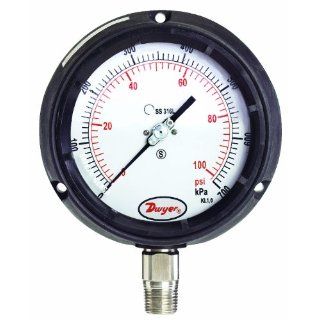 Dwyer Series 761 Field Fillable Process Pressure Gauge, 0 4000 psi & 0 28 MPa Range Industrial Pressure Gauges
