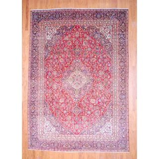 Persian Hand knotted Kashan Red/ Navy Wool Rug (8'7 x 12'3) 7x9   10x14 Rugs