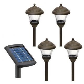 Malibu 4 Pack Solar Metal Landscape Lights with Remote Panel and White LED's, Oil Rubbed Bronze #LZ501RP4   Landscape Path Light Kits  