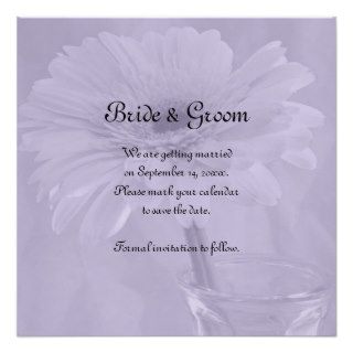 Purple Tinted Daisy Wedding Save the Date Announce Personalized Invitation