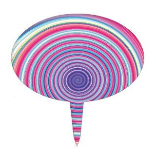 Abstract Colorful TWIRLING SPIRAL OPTICAL ILLUSION Oval Cake Topper