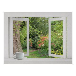 Flower Garden   Open Window with Pretty View Posters