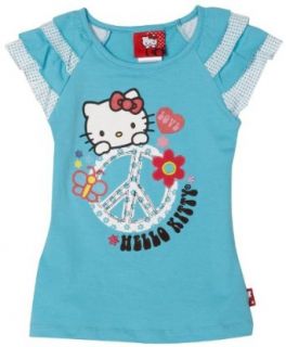 Hello Kitty Girls 7 16 Ruffle Sleeve Top, Turquoise, 7 Fashion T Shirts Clothing