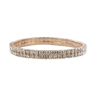 Roman Rose Goldtone Crystal 2 row Stretch Bracelet Roman Crystal, Glass & Bead Bracelets