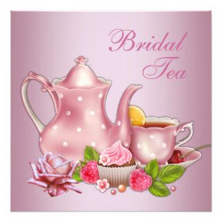 Elegant Pink Bridal Tea Party Announcement