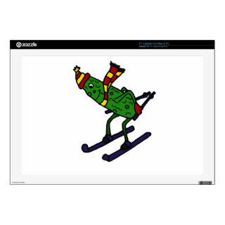 Funny Pickle Skiing Cartoon 17" Laptop Skin