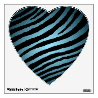 Blue Zebra Stripe Print Heart Wall Decal