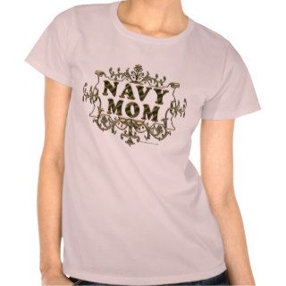 Navy Mom Vintage Gold Filigree Shirt