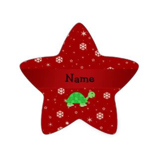 Personalized name turtle red snowflakes star sticker
