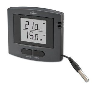 Aube by Honeywell TE503 7/U Electronic Indoor and Outdoor Thermometer, Charcoal