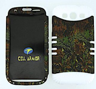 3 IN 1 HYBRID SILICONE COVER FOR SAMSUNG GALAXY S III S3 AT&T, SPRINT, T MOBILE, VERIZON, METRO PCS, BOOST, CRICKET, US CELLULAR, VIRGIN MOBILE HARD CASE SOFT WHITE RUBBER SKIN CAMO MOSSY WH WFL005 I747 KOOL KASE ROCKER CELL PHONE ACCESSORY EXCLUSIVE B