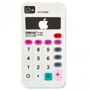 FlashBacks Old School Retro Calculator Silicone Case Cover for AT&T Verizon Sprint Apple iPhone 4 4S   White Cell Phones & Accessories
