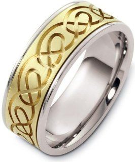 18 Karat Designer Two Tone Gold Celtic Wedding Band Ring Jewelry