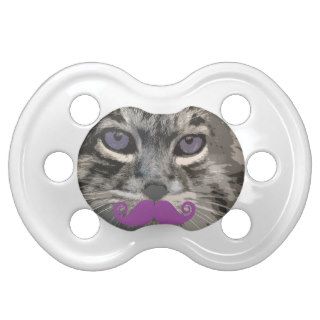 Funny Unique Cat with Lilac Mustache Pacifier
