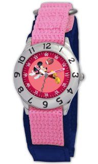Disney Kids' D816S503 Mickey Mouse Time Teacher Pink Velcro Strap Watch Watches