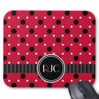 Lady Bug Spots Red Black and White Personalized Mousepads