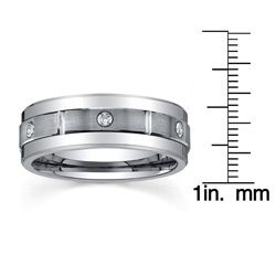 Men's Tungsten 1/6ct TDW Diamond Satin Spinner Band (8 mm) Men's Wedding Bands