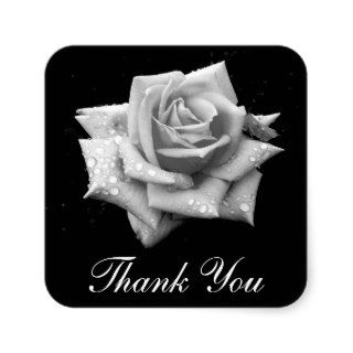 Thank You Black & White Rose Flower Sticker