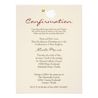 Confirmation Dove with Olive Branch Invite
