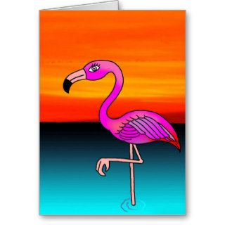 Any occasion flamingo cartoon bird greetings card