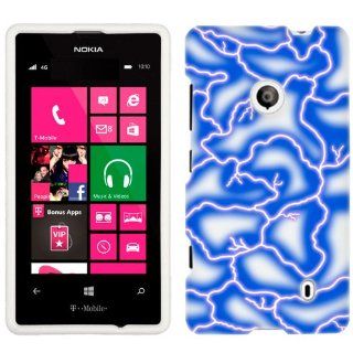 Nokia Lumia 521 Blue Lighting on White Phone Case Cover Cell Phones & Accessories