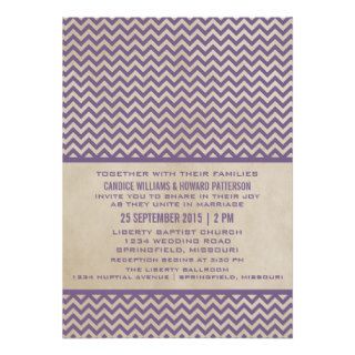 Purple Chic Chevron Wedding Invite