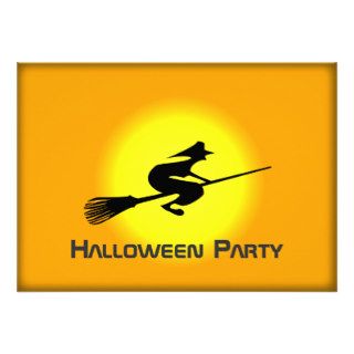 Halloween Witch On Broomstick Party Event Invite