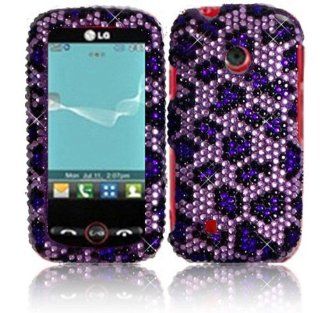 Purple Leopard Full Diamond Bling Case Cover for Straighttalk LG 505C Cell Phones & Accessories