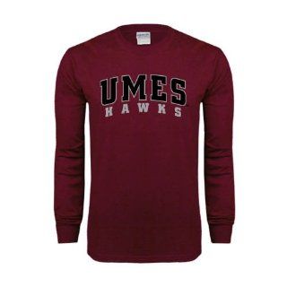 Maryland Eastern Shore Maroon Long Sleeve T Shirt 'Arched UMES Hawks'  Sports Fan T Shirts  Sports & Outdoors